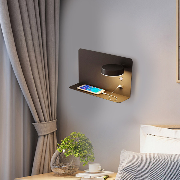 Hot Bedside Lamp Reading Lamp LED Wall Lamp with USB Socket Rechargeable with Bookshelf Shelf Suitable For Living Rooms Bedrooms Black Hot Bedside Lamp Reading Lamp LED Wall Lamp with USB Socket Rechargeable with Bookshelf Shelf Suitable For Living Rooms Bedrooms Black