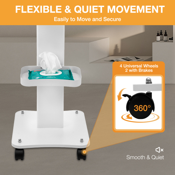 Hair Salon Aluminum Trolley Instrument Tray Rolling Beauty Cart Wheel Stand