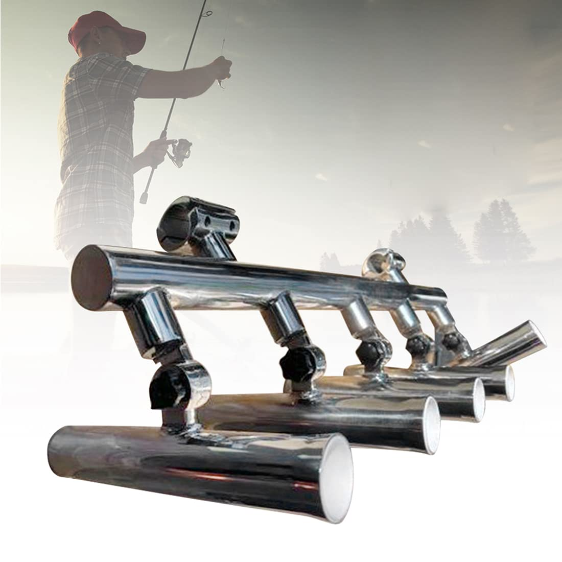 CNCEST Tube Fishing Rod Holder Stainless Steel Adjustable Rod