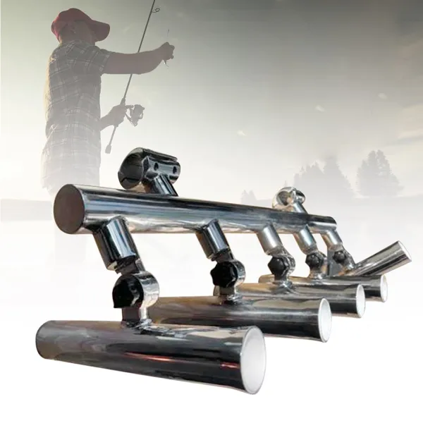 CNCEST 5 Tube Fishing Rod Holder Stainless Steel Adjustable Rod Holder Rocket Launcher Racks 2