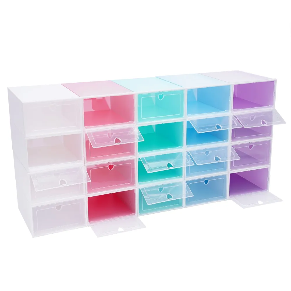 20pcs Foldable Shoe Box Plastic Storage Cage Stackable Organizer Saving  Space