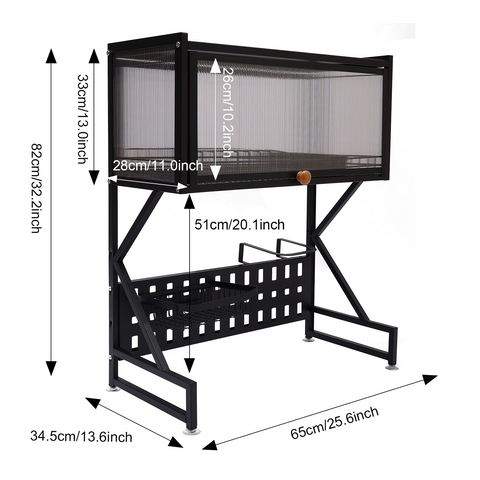 Dish Drying Rack Over The Sink Shelf 2 Tier Large Dish Rack Over Sink Metal Kitchen Storage Shelf Counter Organization (Black, 25.6x13.6x32.2 Inch)