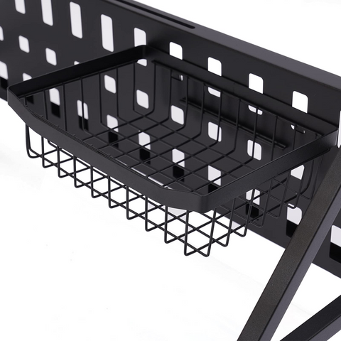 Dish Drying Rack Over The Sink Shelf 2 Tier Large Dish Rack Over Sink Metal Kitchen Storage Shelf Counter Organization (Black, 25.6x13.6x32.2 Inch)