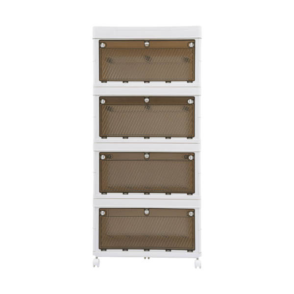 4-Tier Stackable Closet Organizers, Storage Bins with Lids, Stackable Storage Bins with Wheels, 62*38*132cm, for bedroom, kitchen, laundry, dormitory