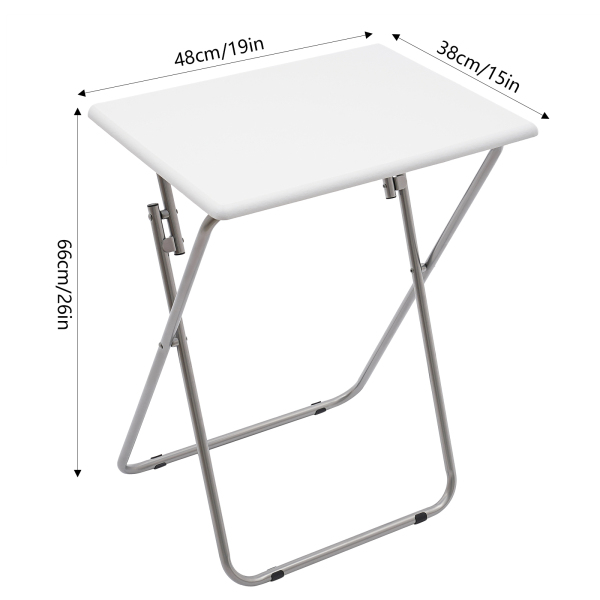 Folding TV Tray Table, TV Dinner Table, Tray Table for  bedrooms, living rooms, classrooms, kitchens - White