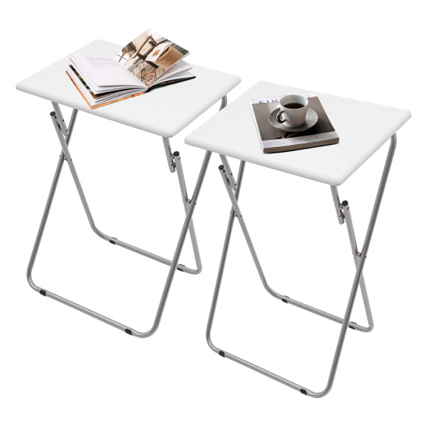 Folding TV Tray Table, TV Dinner Table, Tray Table for  bedrooms, living rooms, classrooms, kitchens - White