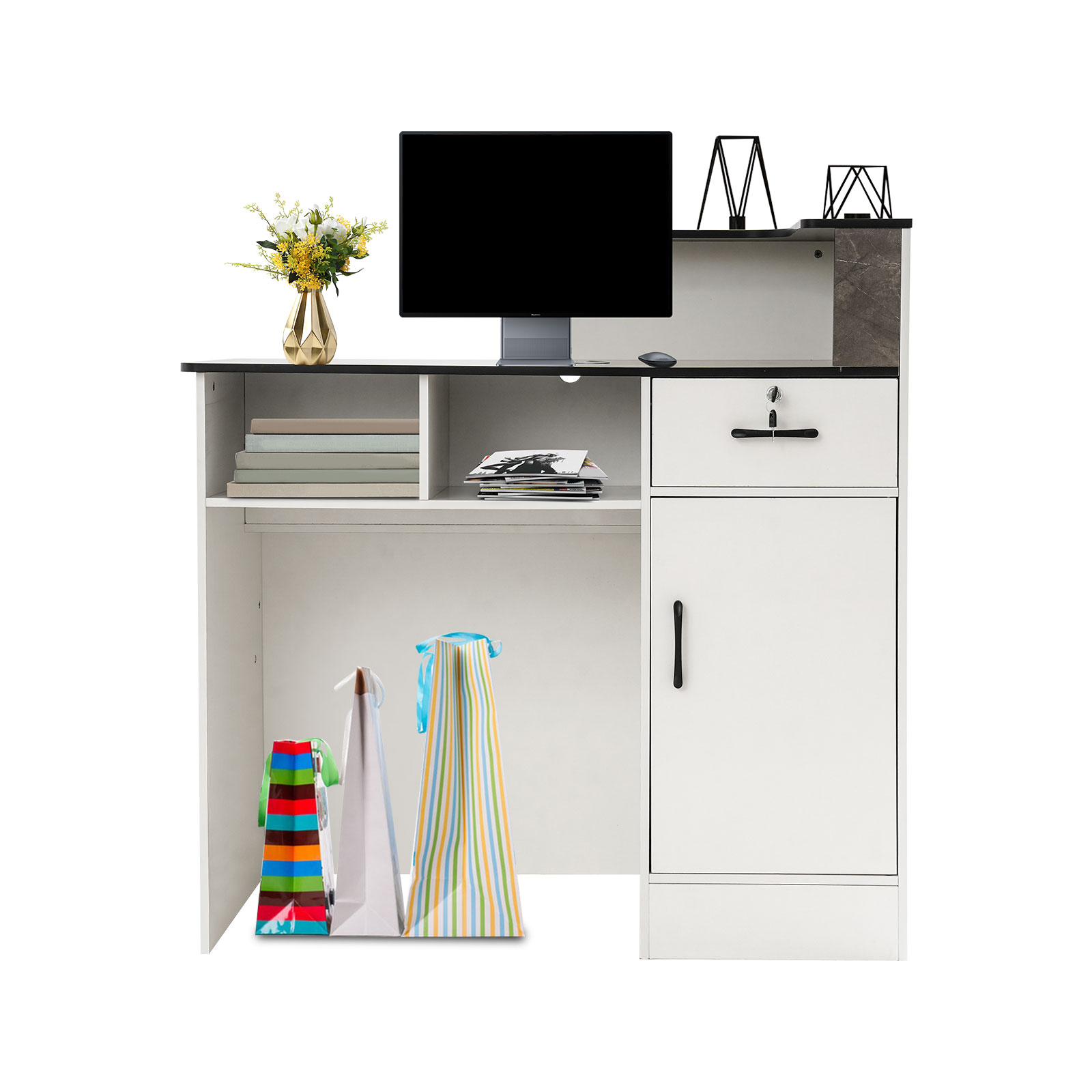 Reception Desk, Reception Desk with a Lockable Drawer, Reception Checkout Counter
