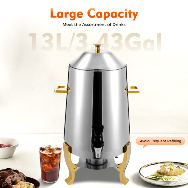 13L / 3.43Gal Insulated Beverage Dispenser Thermal Hot & Cold Drink Dispenser