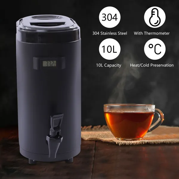 Stainless Steel Insulated Beverage Coffee Dispenser Cold And Hot Drink Dispenser Black