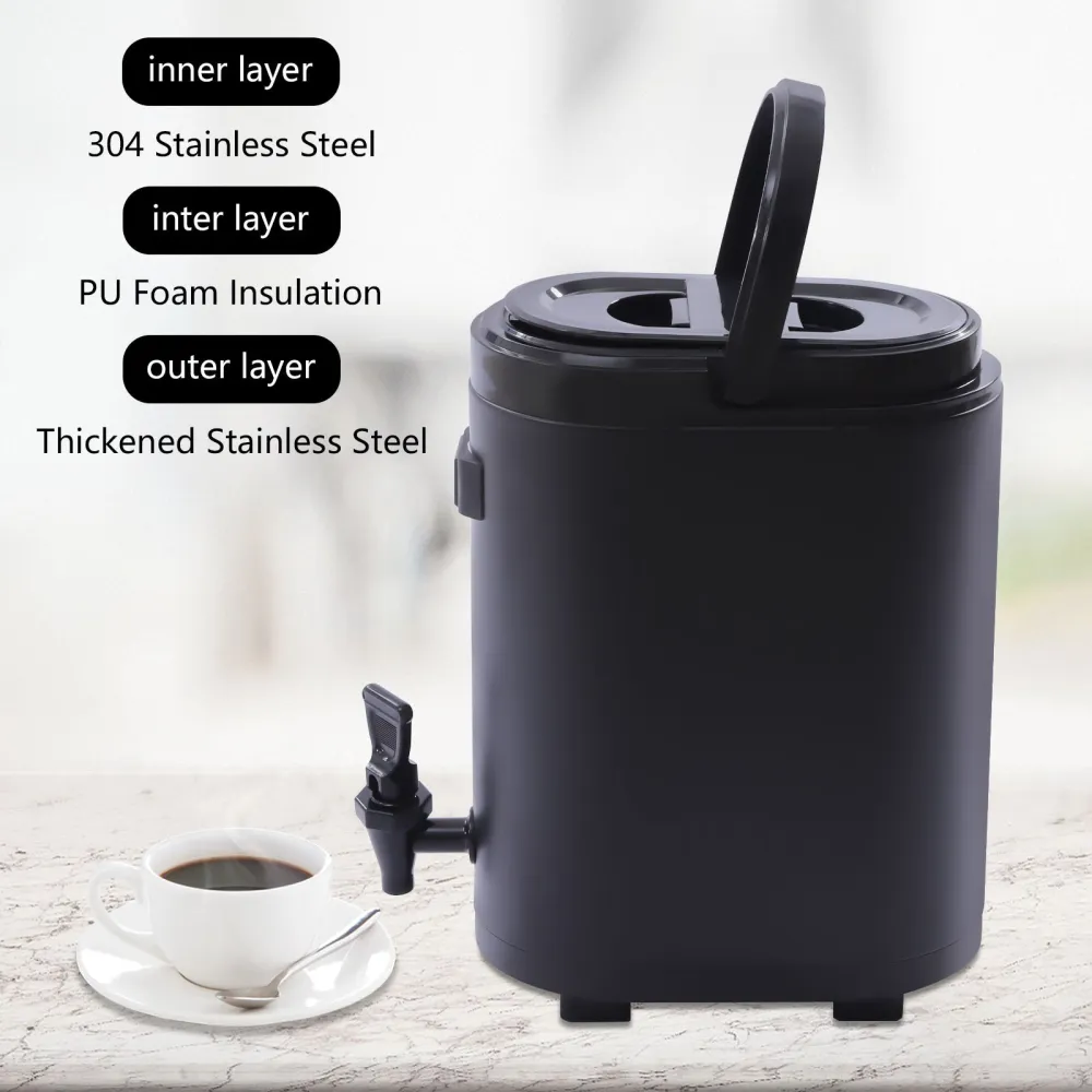 Stainless Steel Insulated Beverage Coffee Dispenser Cold And Hot Drink Dispenser Black