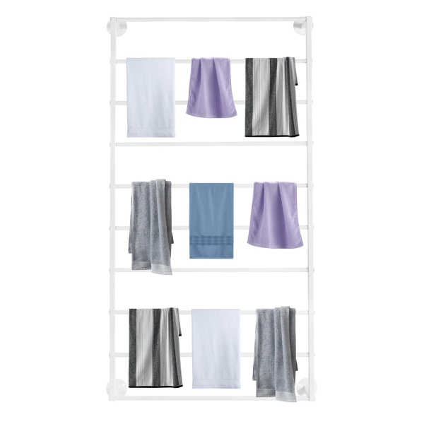 Wall Mounted Scarf Rack, Wall Display Rack, Towels Storage Rack(White)