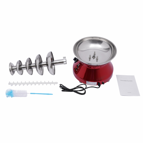 Commercial Chocolate Fountain, 5 Tier 7 lb Capacity Large Commercial Hot Chocolate Fondue Tower Stainless Steel Chocolate Melting Heating Machine Red