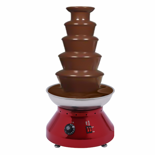 Commercial Chocolate Fountain, 5 Tier 7 lb Capacity Large Commercial Hot Chocolate Fondue Tower Stainless Steel Chocolate Melting Heating Machine Red
