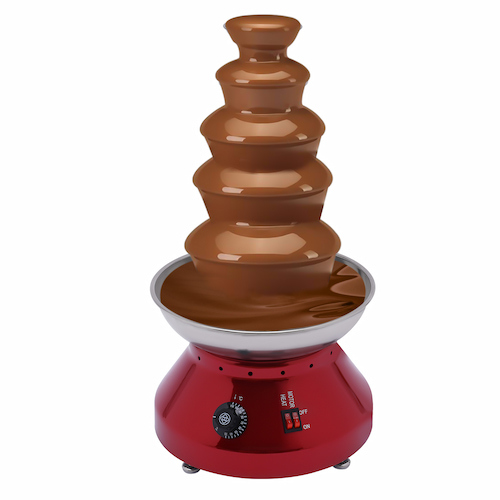 Commercial Chocolate Fountain, 5 Tier 7 lb Capacity Large Commercial Hot Chocolate Fondue Tower Stainless Steel Chocolate Melting Heating Machine Red