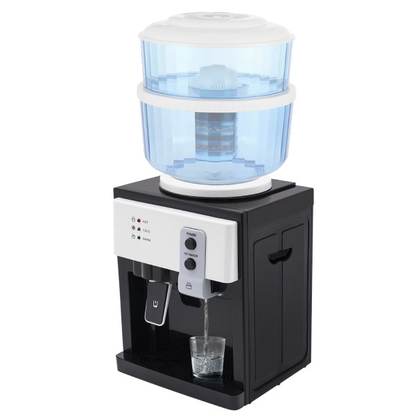 575W 10.63*9.45*14.17in Hot & Cold Water Cooler Dispenser MachineCountertop Bedside Water Dispenser for Home, Office, Dormitory Use Black