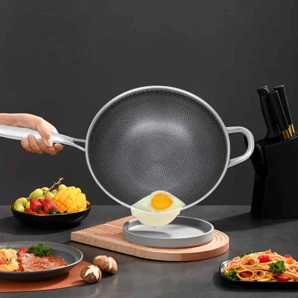 Wok Pan with Lid, Stainless Steel Wok 12 Inch, Woks & Stir-fry Pans with Honeycomb Coating, Nonstick Wok with Lid Wok Pan with Lid, Stainless Steel Wok 12 Inch, Woks & Stir-fry Pans with Honeycomb Coating, Nonstick Wok with Lid
