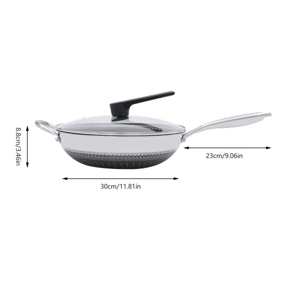 Wok Pan with Lid, Stainless Steel Wok 12 Inch, Woks & Stir-fry Pans with Honeycomb Coating, Nonstick Wok with Lid Wok Pan with Lid, Stainless Steel Wok 12 Inch, Woks & Stir-fry Pans with Honeycomb Coating, Nonstick Wok with Lid