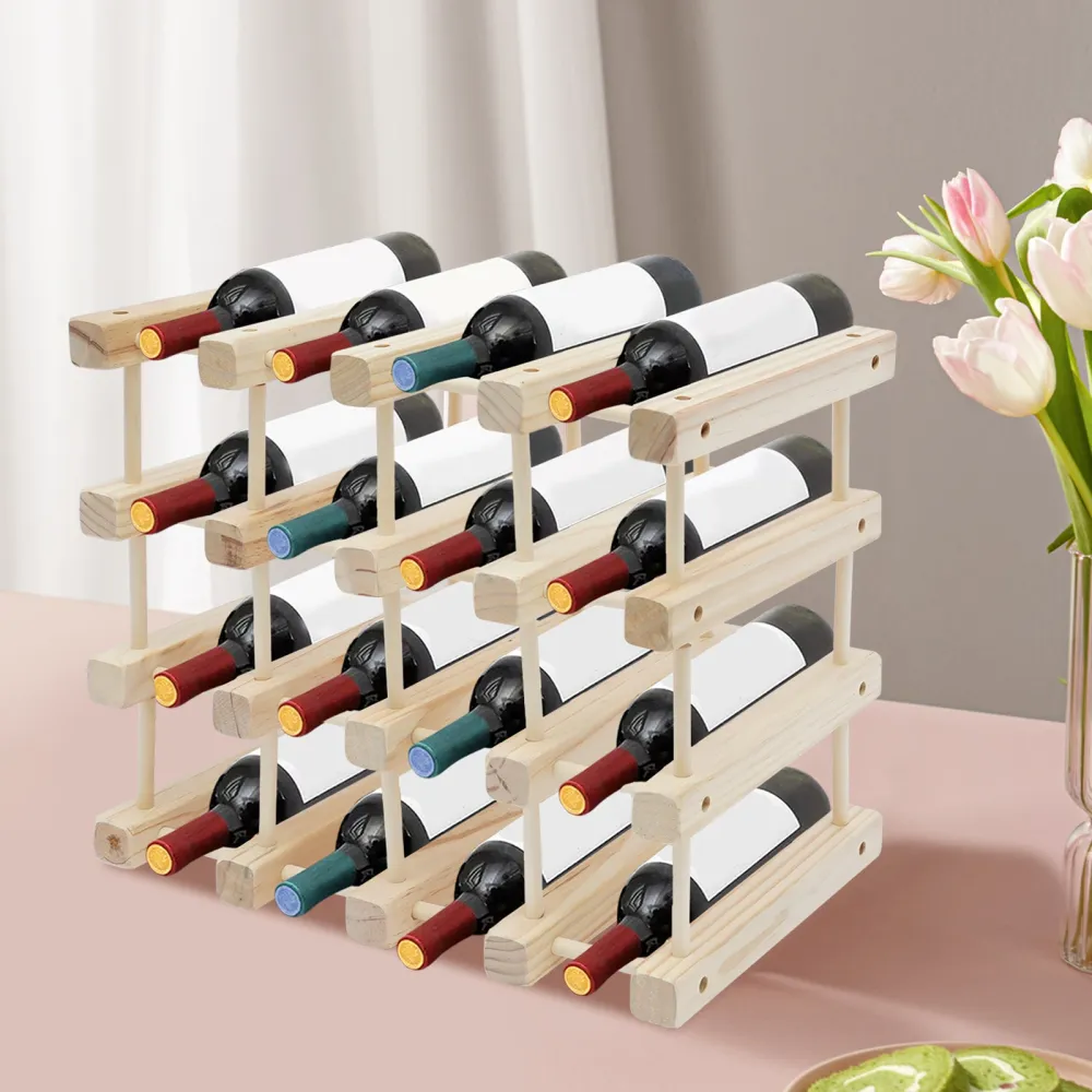 Wine Rack Small countertop Cabinet Stackable Storage WoodenWine Holder