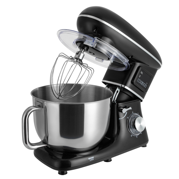 1350W 110V Food Processor Powerful and Efficient Kitchen Electric Mixer Dough Machine with LCD Display for Pizza Waffles Black