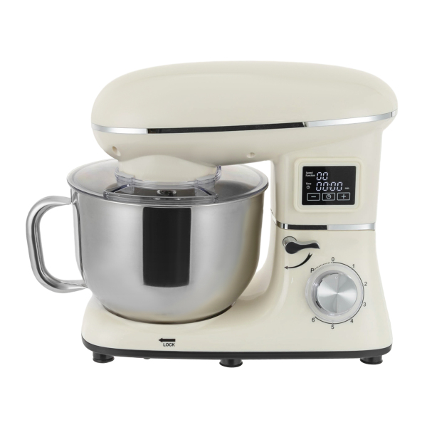 1350W 110V Food Processor Powerful and Efficient Kitchen Electric Mixer Dough Machine with LCD Display for Pizza Waffles White