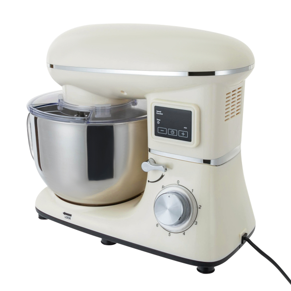 1350W 110V Food Processor Powerful and Efficient Kitchen Electric Mixer Dough Machine with LCD Display for Pizza Waffles White