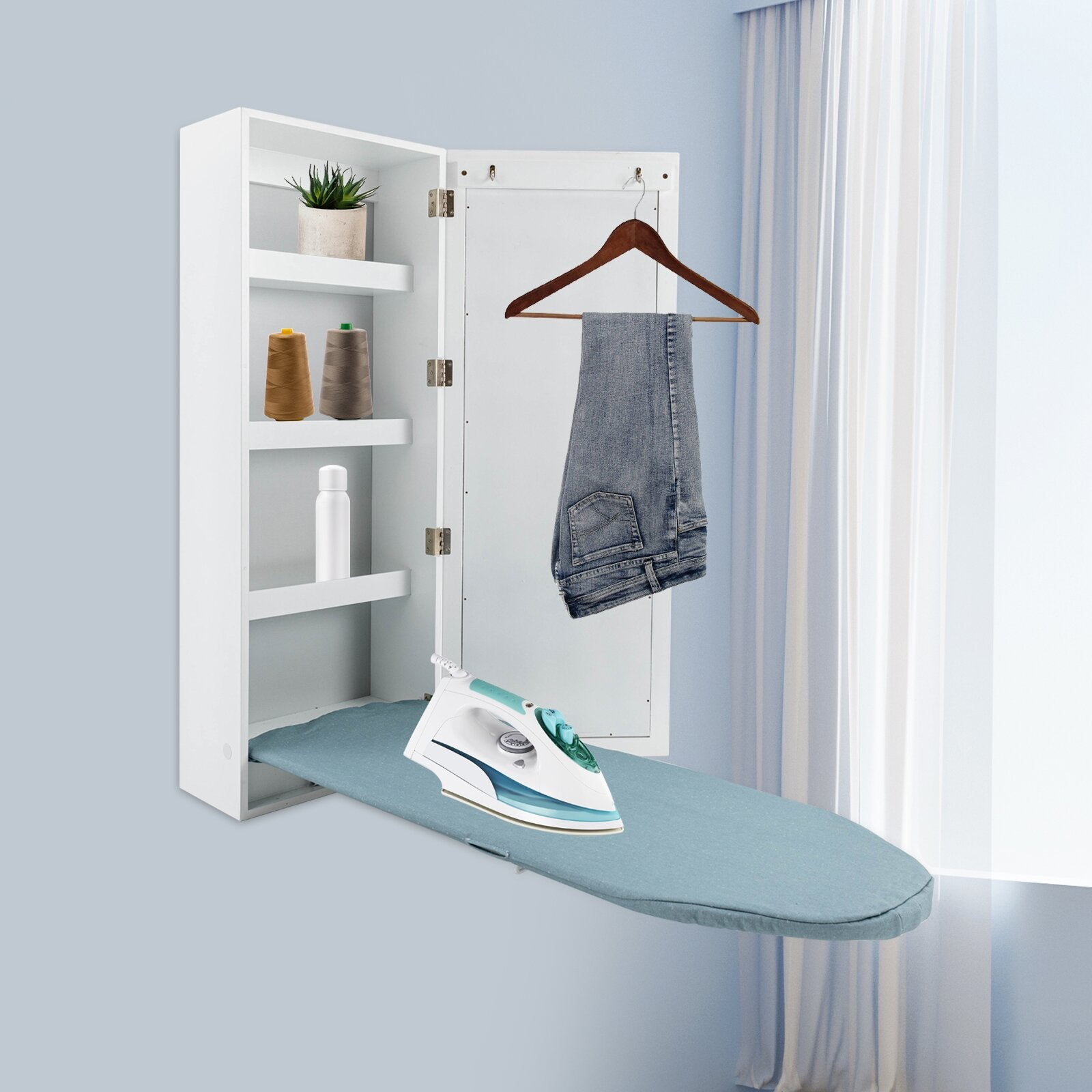 CNCEST Wall Mounted Ironing Board with Mirror - Thumbnail 3