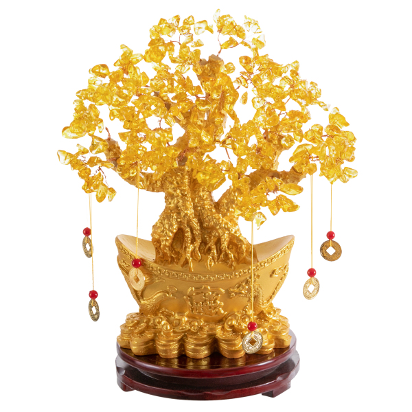 Tabletop Ornament Money Tree Decoration Decoration for Wealth and Luck Office Home Conference Room Reception Yellow