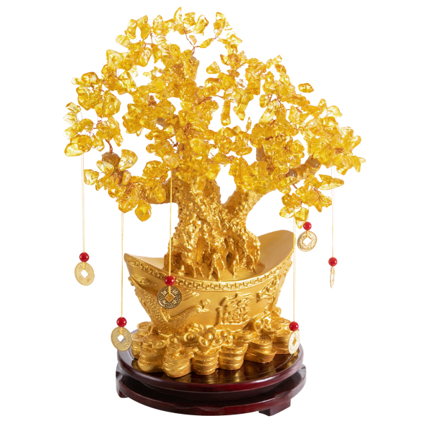 Tabletop Ornament Money Tree Decoration Decoration for Wealth and Luck Office Home Conference Room Reception Yellow