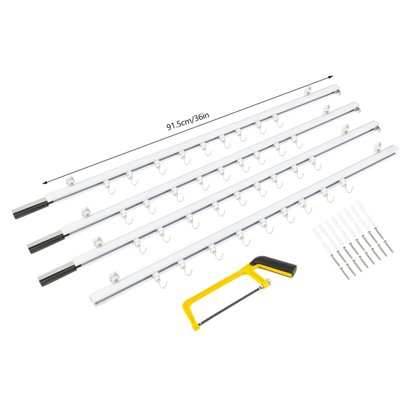 Ceiling Mount Curtain Track Kit with Hooks, Small Size for Space 9ft-12ft Wide, Scalable