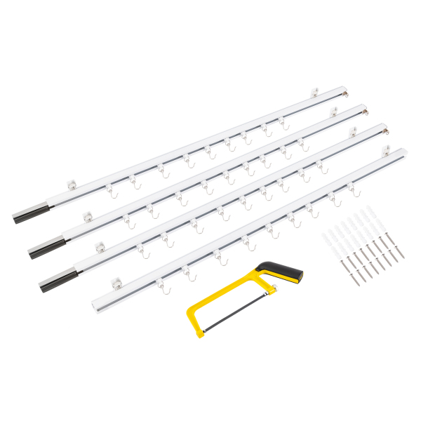 Ceiling Mount Curtain Track Kit with Hooks, Small Size for Space 9ft-12ft Wide, Scalable