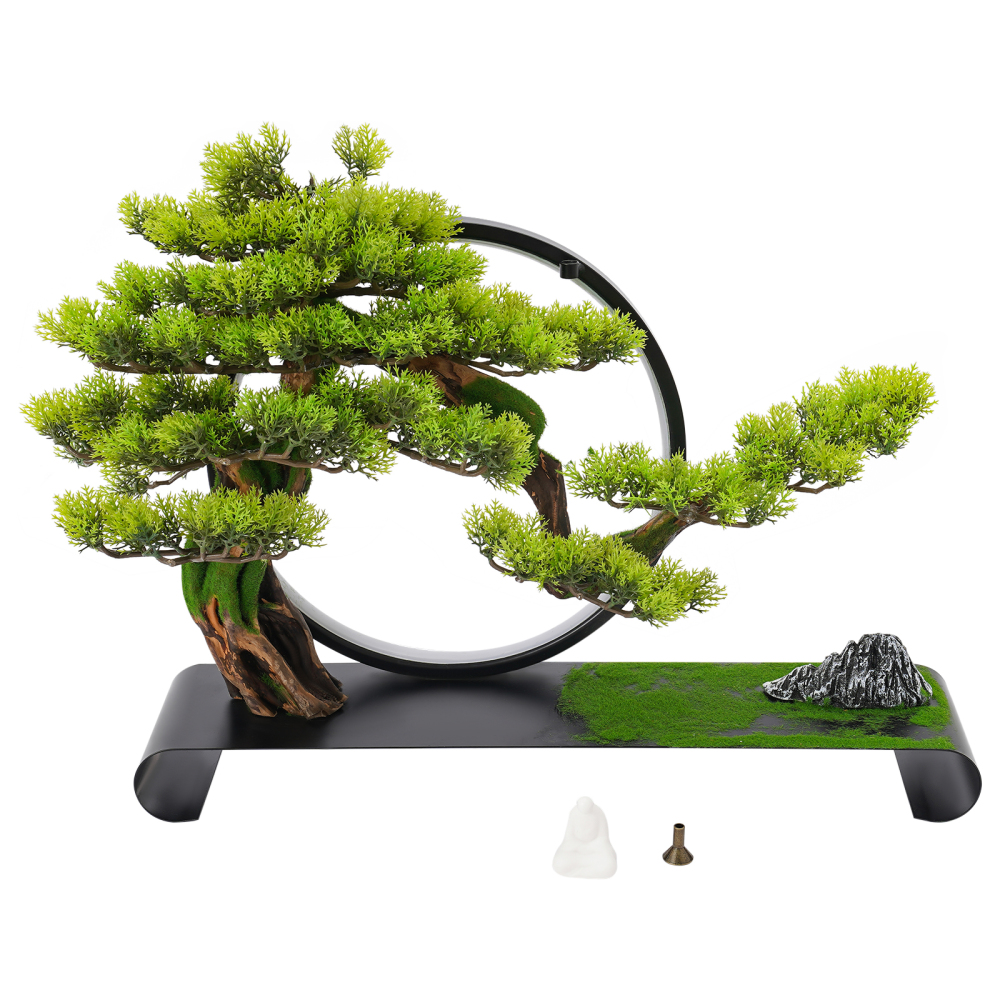 Realistic Simulation Bonsai, Artificial Bonsai for Home, Artificial Tree  with LED Lamp Ring