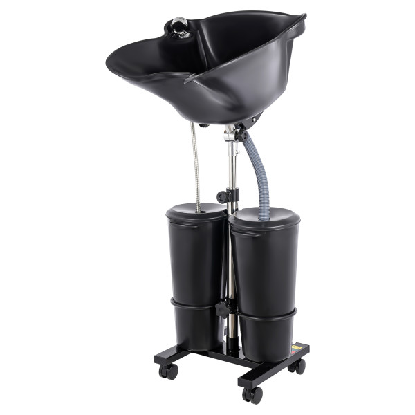 Portable Shampoo Bowl with Electric Pump,Adjustable Basin Height,Dual-Bucket Design with Drain Hoses for Home & Barber Use Black