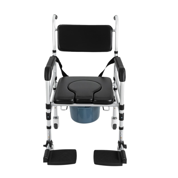 Shower Chair with Wheels, Folding Shower Chair, Height Adjustable Shower Chair Black, Silver