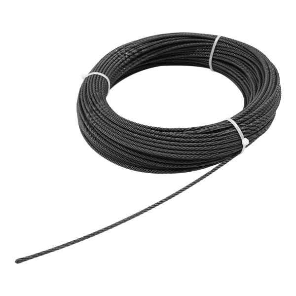 7 × 7 Strands Cable Rope, Black 316 Stainless Steel Cable Rope, 150ft Cable Rope for Railing System