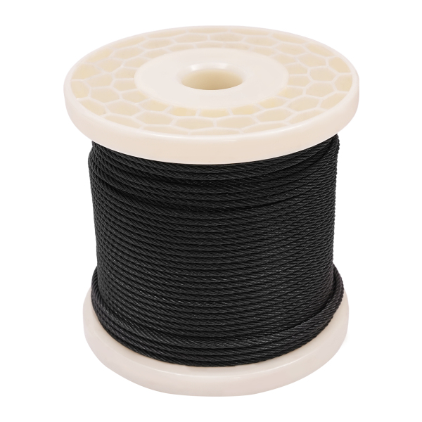 7 × 7 Strands Cable Rope, Black 316 Stainless Steel Cable Rope, 220ft Cable Rope for Railing System