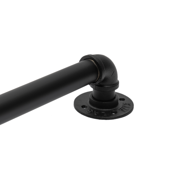 14FT Industrial Pipe Wall Handrail, Farmhouse Stairway Railing with 1-1/4 Inch Diameter Pipe, Vintage Style Stairs Handrail, Wall Mounted, Matte Black