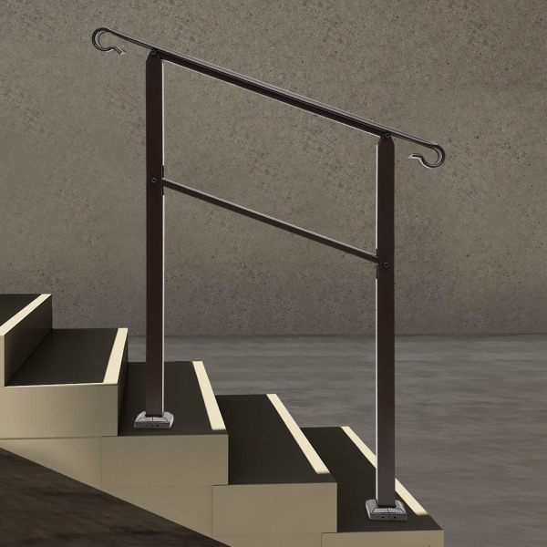 3FT Wooden Handrail For Stairs – Indoor/Outdoor Wall-Mount, Lightwood Finish, Supports 500 Lbs, With Brackets & Screws