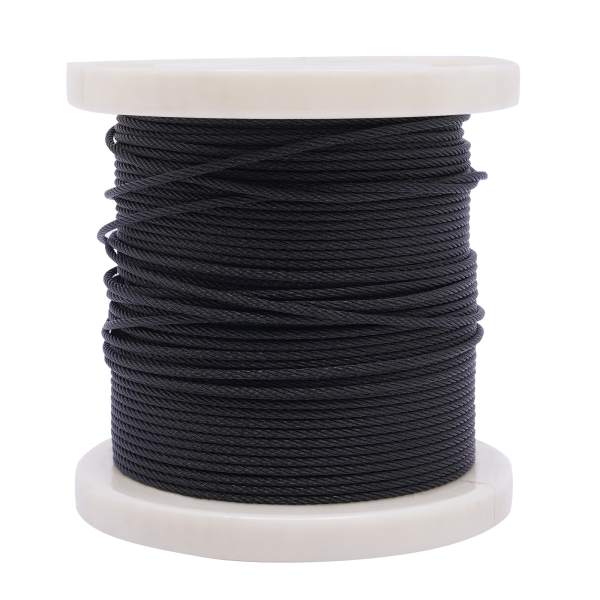250ft 1/8" Black Wire Rope 316 Stainless Steel Marine Grade for Indoor Interior Cable Railing Aircraft Stair