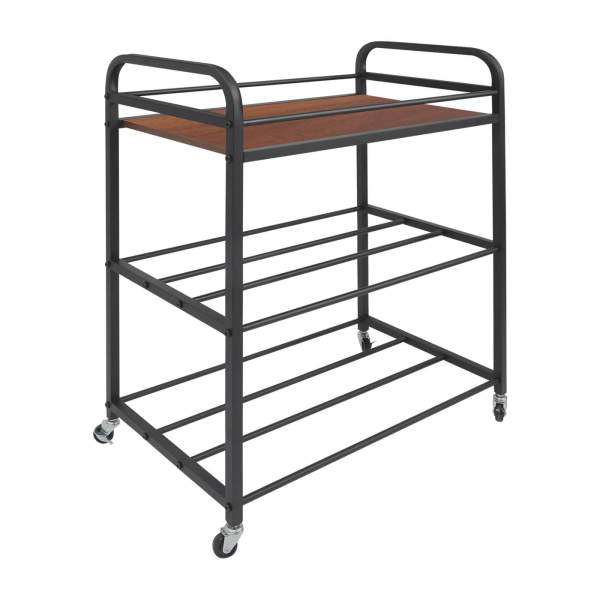 3-tier Storage Rack with Wheels, Filament Spool Holders Rack, Printer Filament Storage Rack - Brown Wooden Board