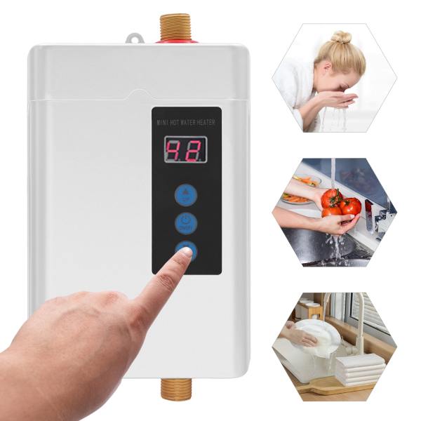 White Under Sink Instant Electric Water Heater LCD Touch Screen Water Heater with Remote Control 110V 4000W White Under Sink Instant Electric Water Heater LCD Touch Screen Water Heater with Remote Control 110V 4000W