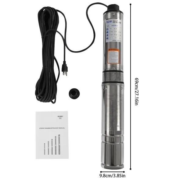 Submersible Pumps OD Pipe 110V/60HZ 0.37KW 0.5HP Stainless Steel Submersible Well Pump 1.25" Outlet Submersible Bore Pump Submersible Pumps OD Pipe 110V/60HZ 0.37KW 0.5HP Stainless Steel Submersible Well Pump 1.25" Outlet Submersible Bore Pump