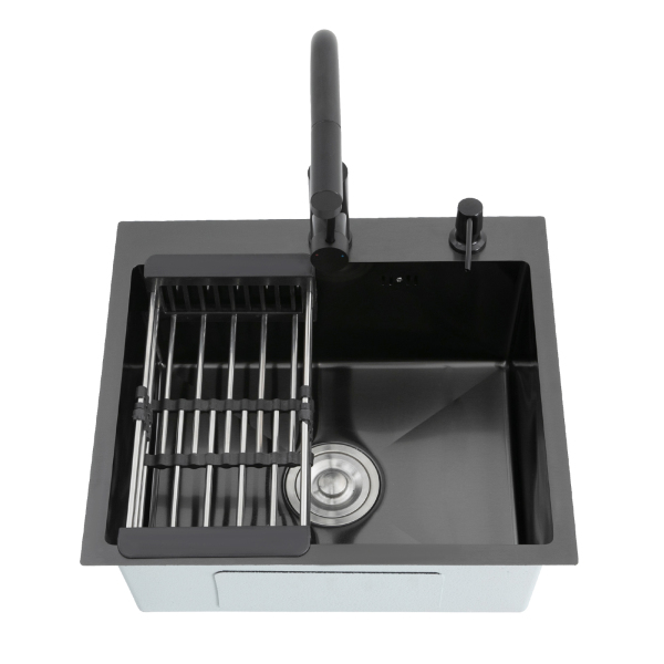 19.69*17.72 in Kitchen Sink 304 Stainless Steel Sink Sink Black Stainless Steel Built-in Sink with Tap for Homes Restaurants