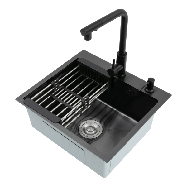 19.69*17.72 in Kitchen Sink 304 Stainless Steel Sink Sink Black Stainless Steel Built-in Sink with Tap for Homes Restaurants