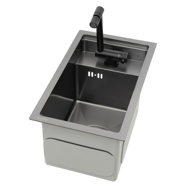 304 Stainless Steel Luxury Single Bowl For Kitchen,Yard, Office, Bar, Laundry Sink, Sink with Foldable Faucet