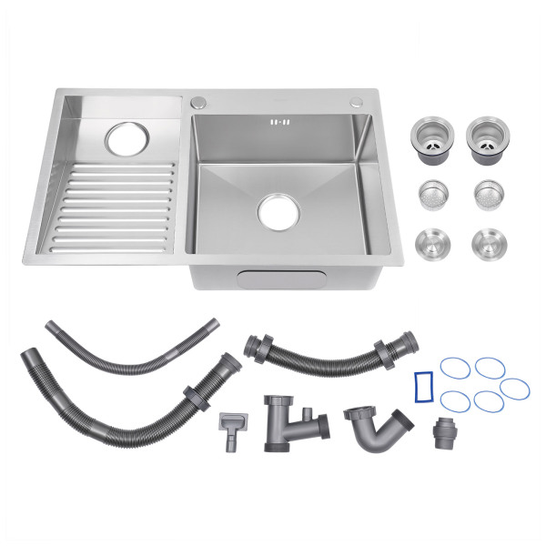 80 * 48 cm Laundry Sink, Household Stainless Steel Laundry Sink with Washboard, Laundry Sink With Washboard