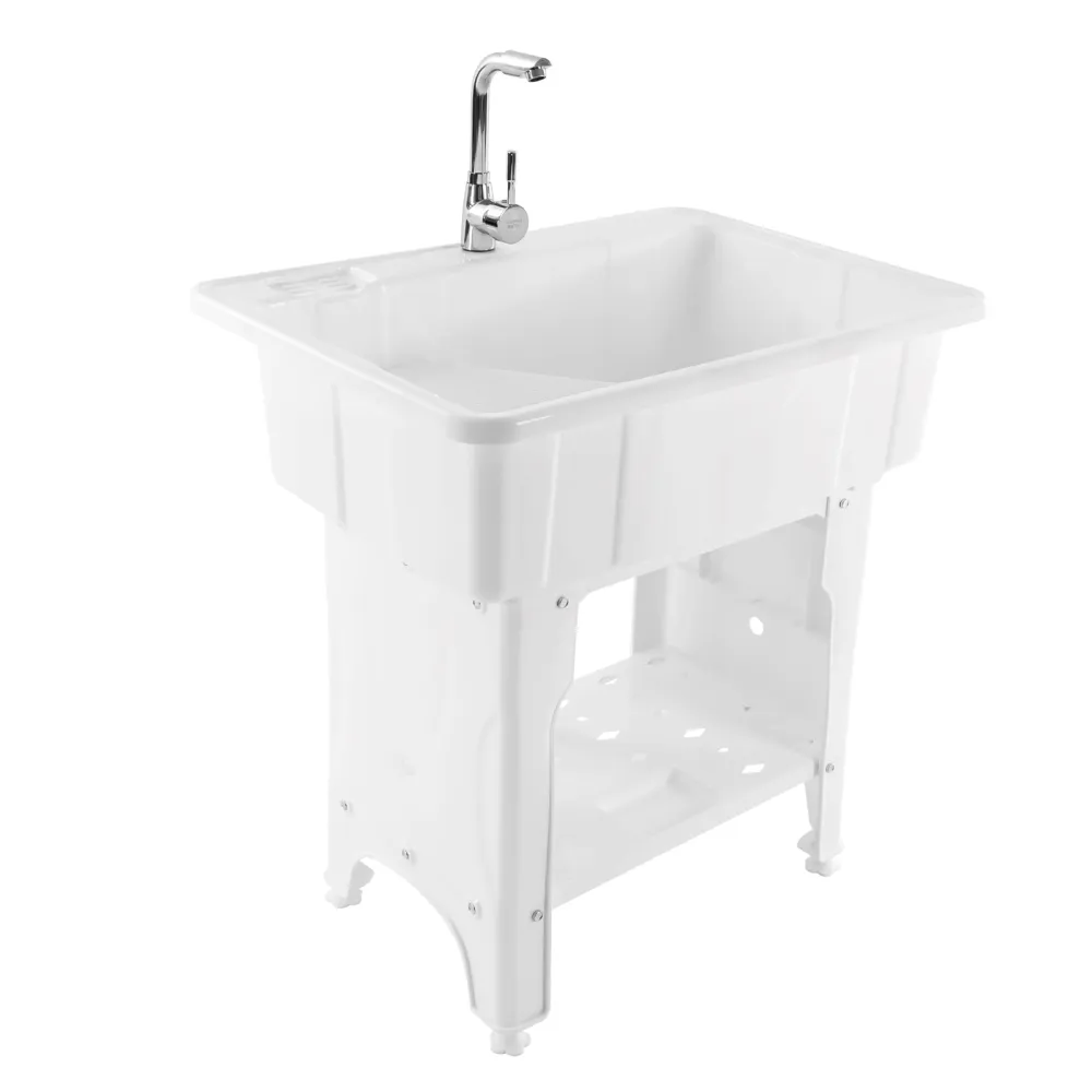 Freestanding Plastic Laundry Sink with Washboard Utility Sink