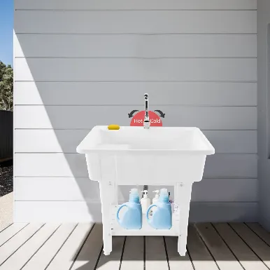 Freestanding Plastic Laundry Sink with Washboard Utility Sink