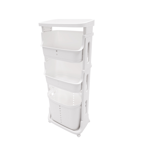 White Laundry Baskets Dirty Clothes Hamper with Wheels and Handle Tall Portable Rolling Laundry Baskets