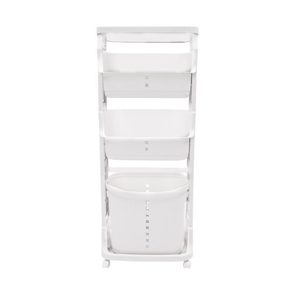 White Laundry Baskets Dirty Clothes Hamper with Wheels and Handle Tall Portable Rolling Laundry Baskets
