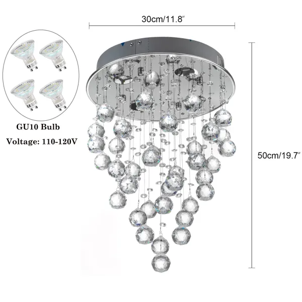 Modern Crystal Raindrop Chandelier Lighting Rain Drop Ball Ceiling Light Flush Mount LED Fixture Pendant Lamp